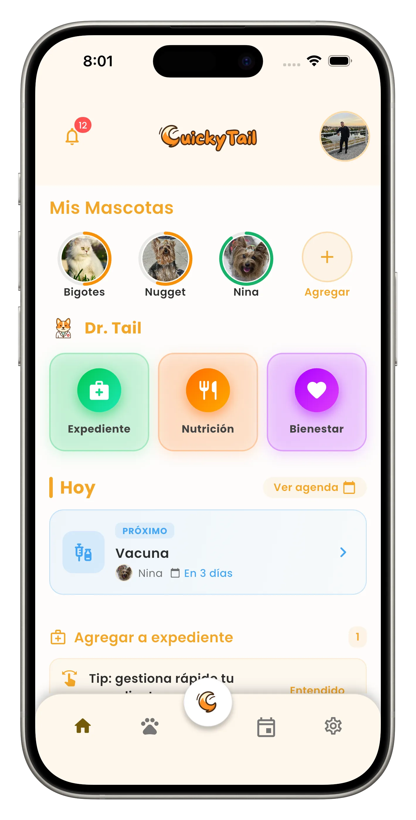 Pantalla principal QuickyTail