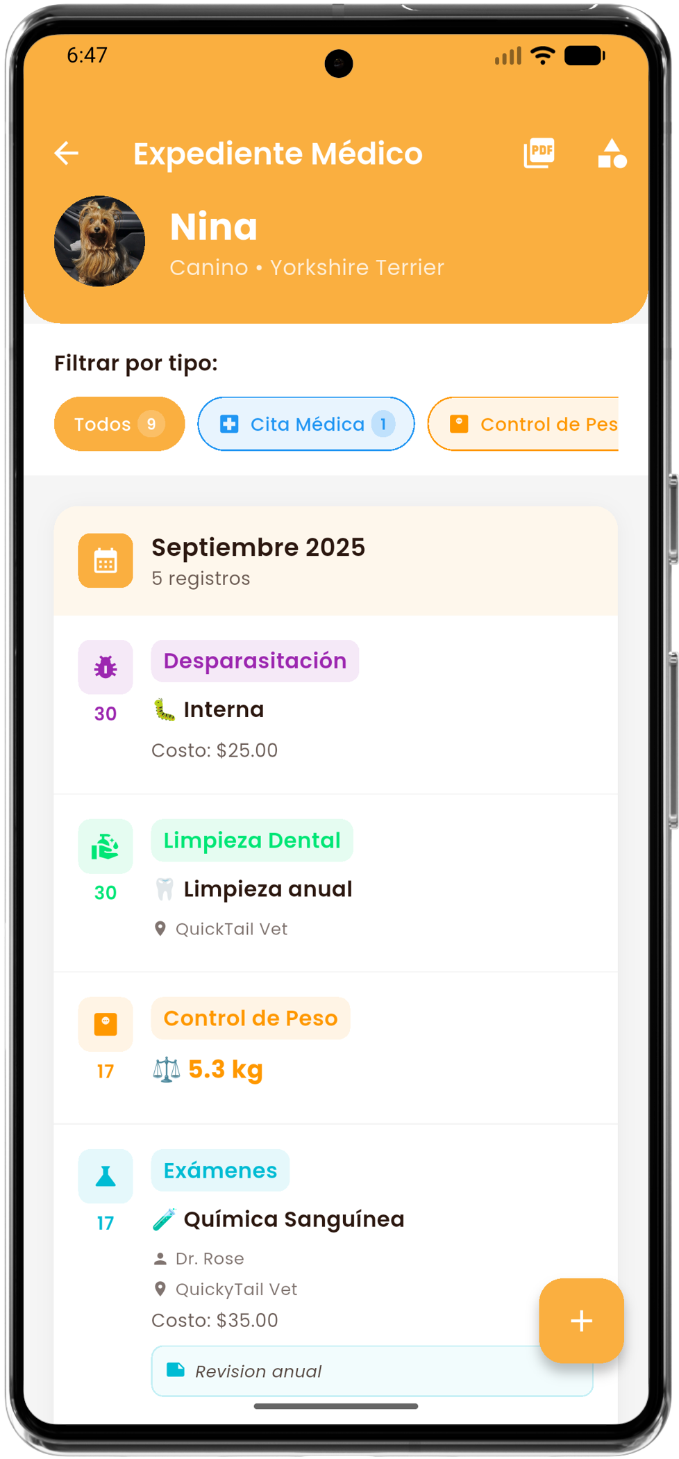 Expediente clínico QuickyTail
