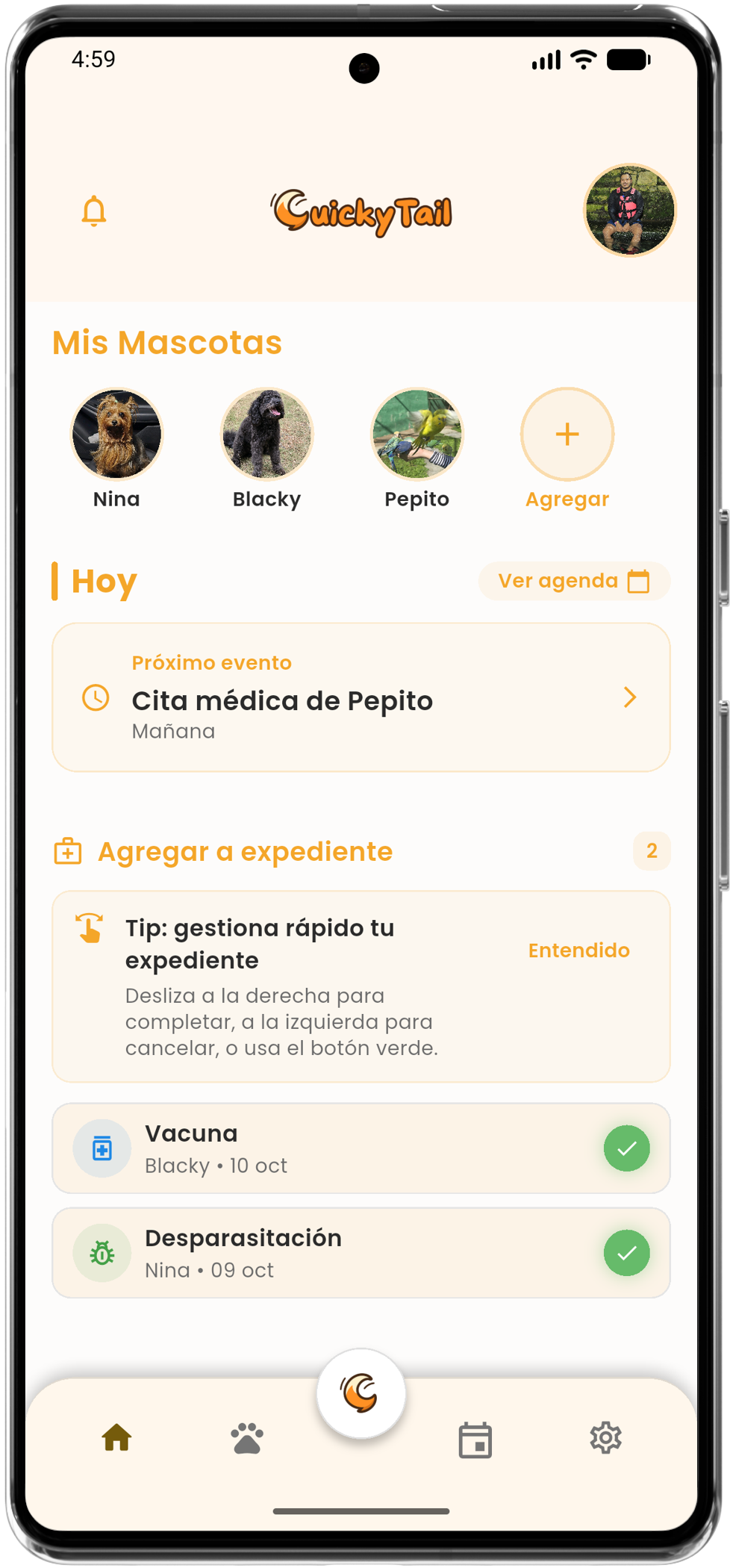 Pantalla principal QuickyTail